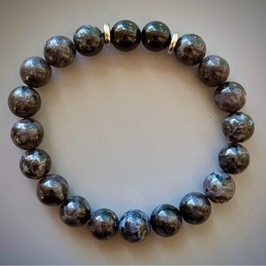 Black Indigo Gabbro and Black Onyx Handcrafted Bead Bracelet